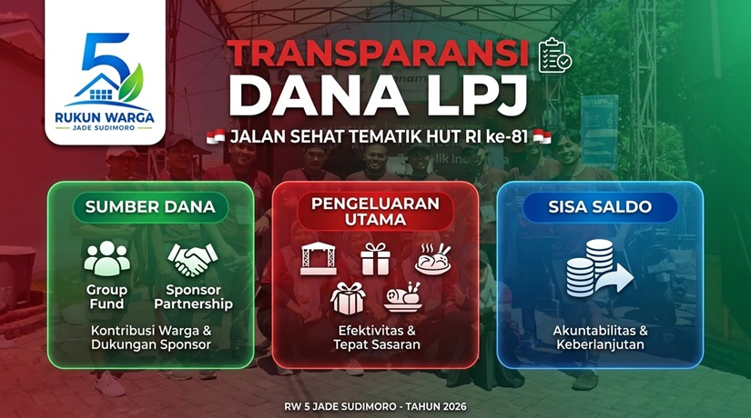 Laporan Pertanggungjawaban Kegiatan Jalan Sehat Tematik HUT RI Ke-81 RW 05 Jade Sudimoro